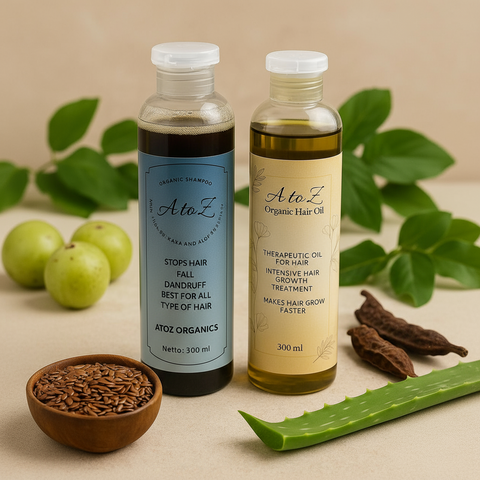 Bundle of AtoZ Organic Hair Oil and Shampoo