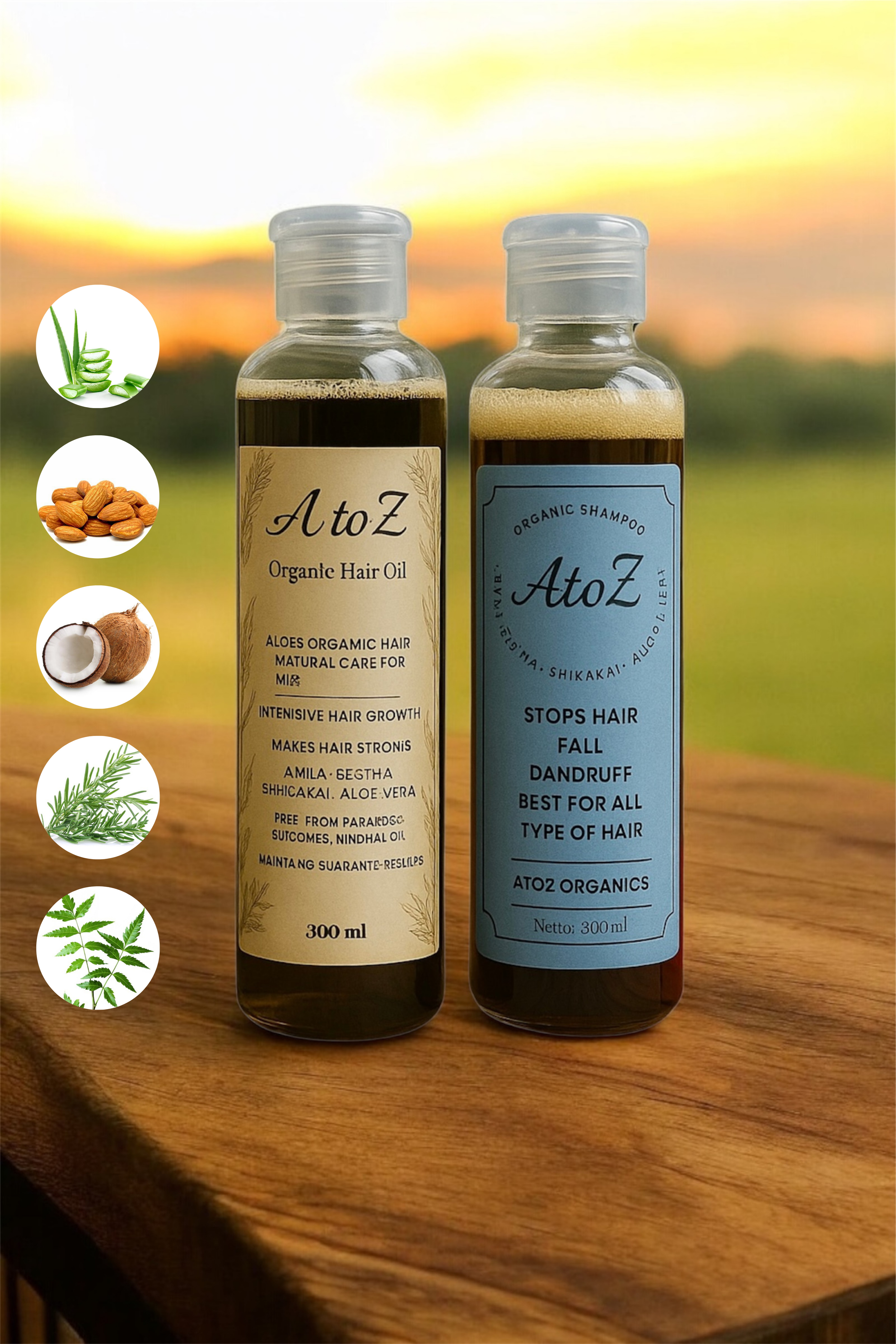 Bundle of AtoZ Organic Hair Oil and Shampoo