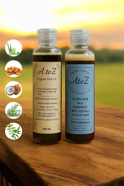 Bundle of AtoZ Organic Hair Oil and Shampoo
